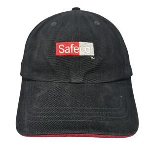 Safeco Slideback Baseball Cap Black One Size Adjustable Embroidered 6 Panel Cyrk